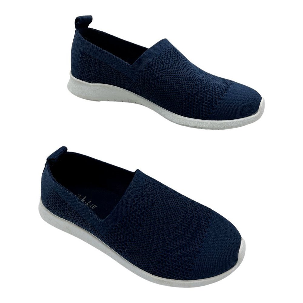 Style & Co. Womens Masonn 2 Sneakers Shoes Blue‎ Fabric Slip On Pull Tab 6M New